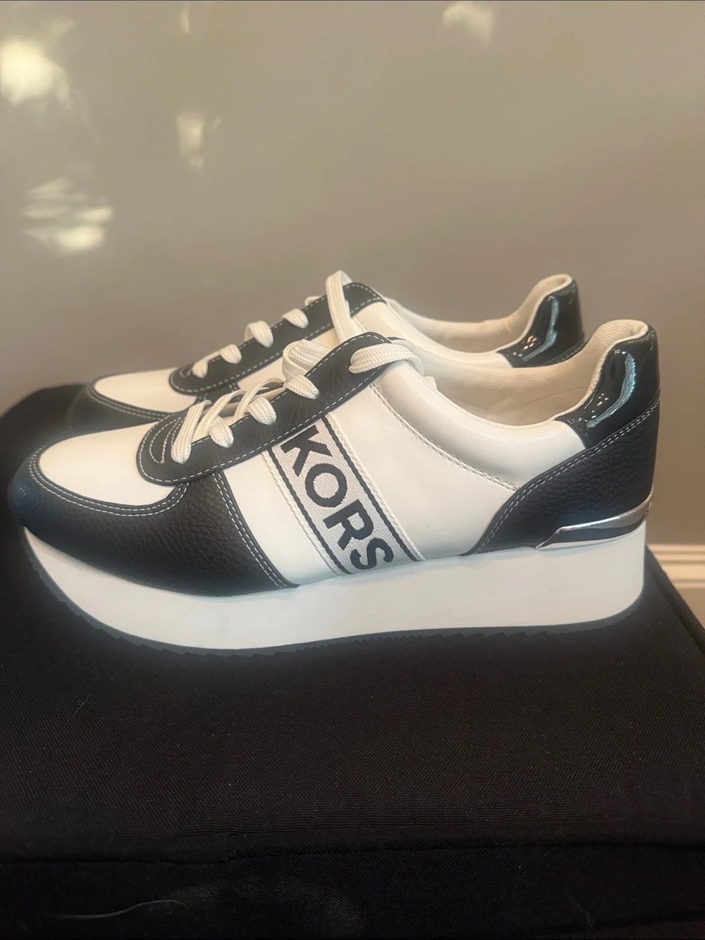 Michael Kors Black and White Platform Sneakers